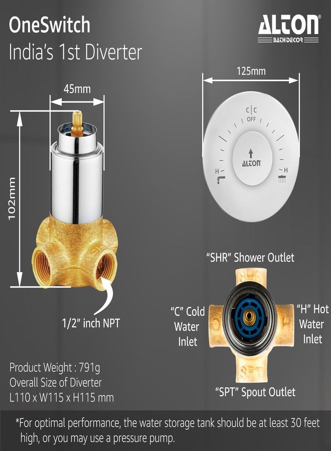 ALTON GRC3860, Brass, OneSwitch - India’s 1st Single-Knob Bathroom Diverter | Latest Innovation | Half the Cost of Traditional Diverters | Bathroom Shower System | 7-Years Warranty - Image 3